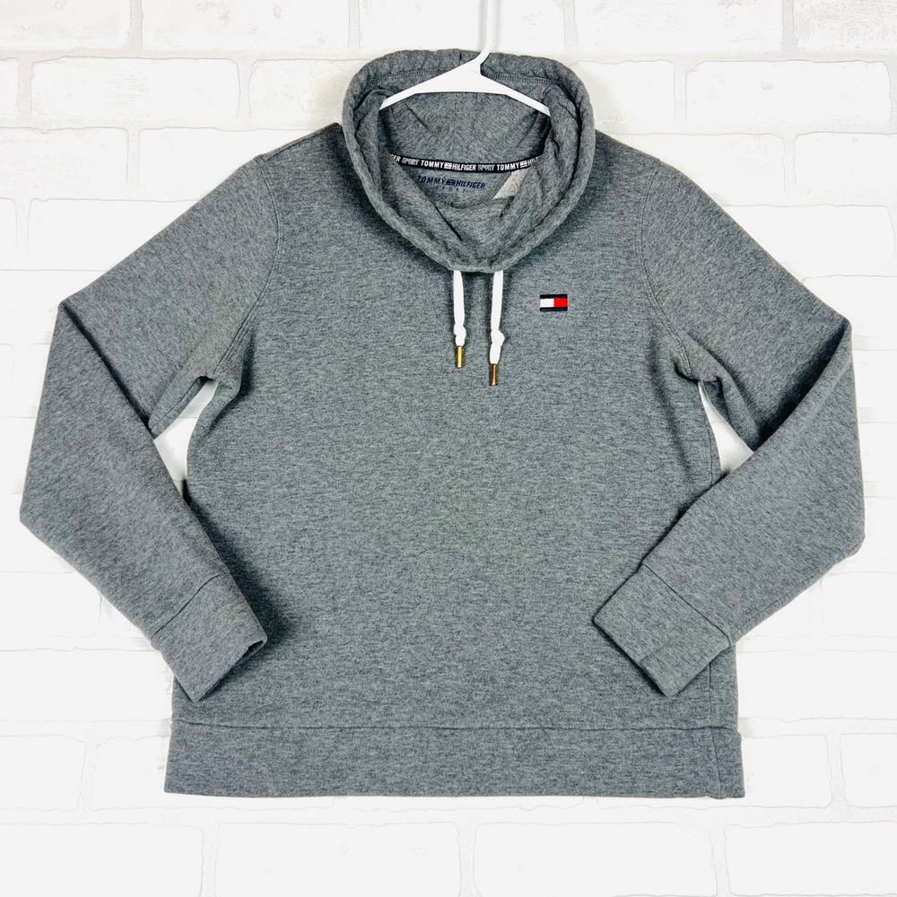 Tommy Hilfiger Sport‎ Women's Gray Funnel Neck Pullover Sweatshirt Top Small